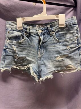 Light Wash Distressed Jean Shorts